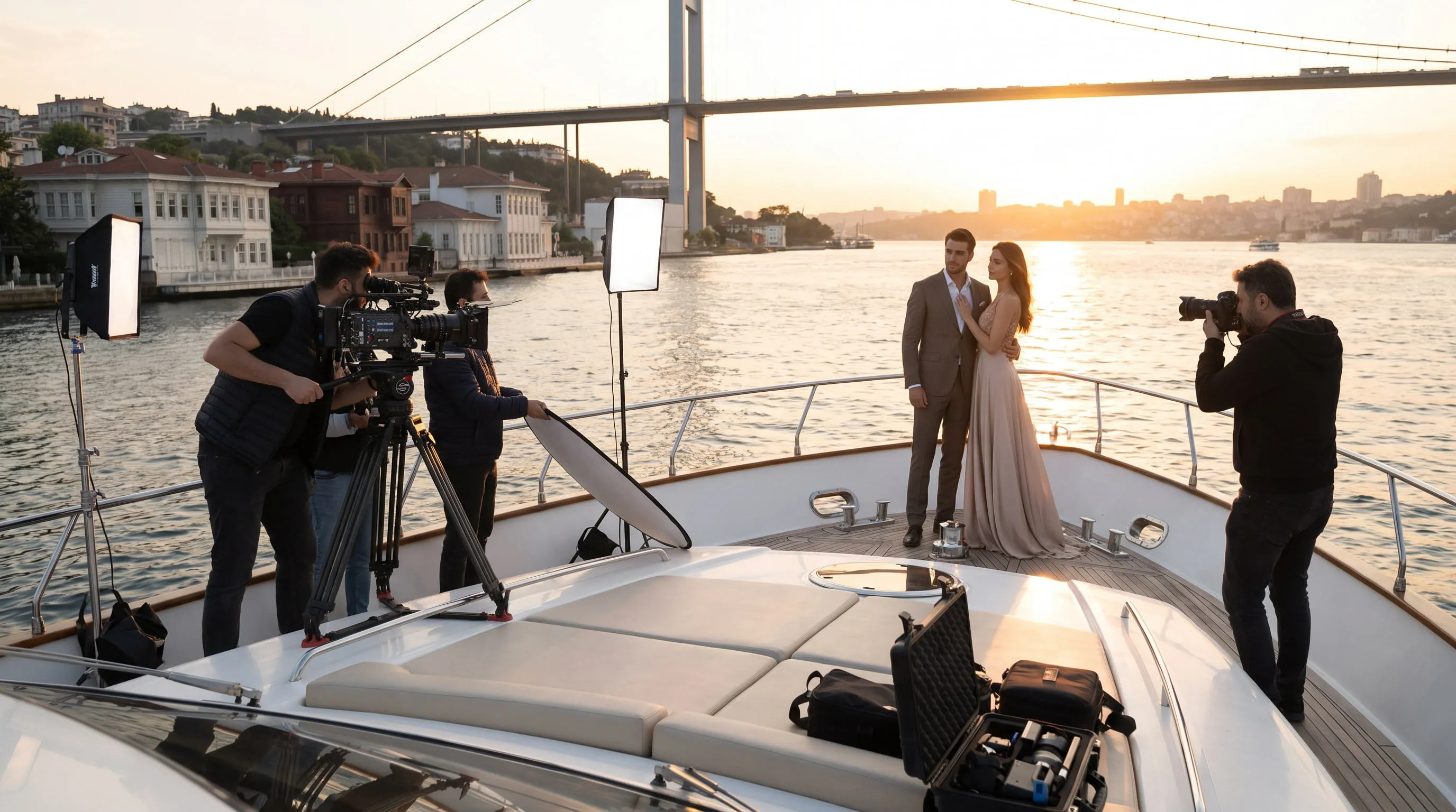 İstanbul Boğazı'nda Teknede Fotoğraf ve Film Çekimi