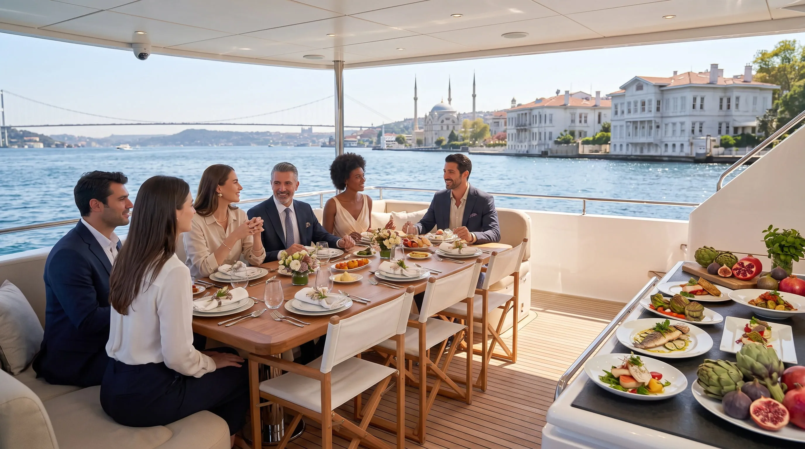 İstanbul Boğazı'nda Teknede İş Yemeği