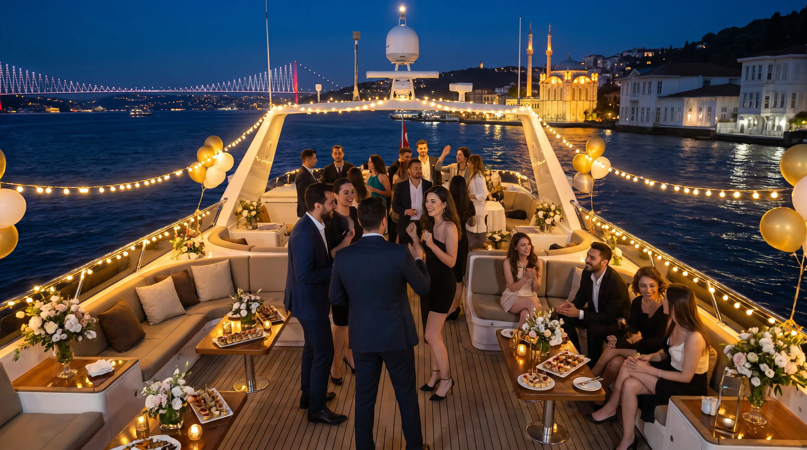 İstanbul Boğazı'nda Teknede Şirket Partisi
